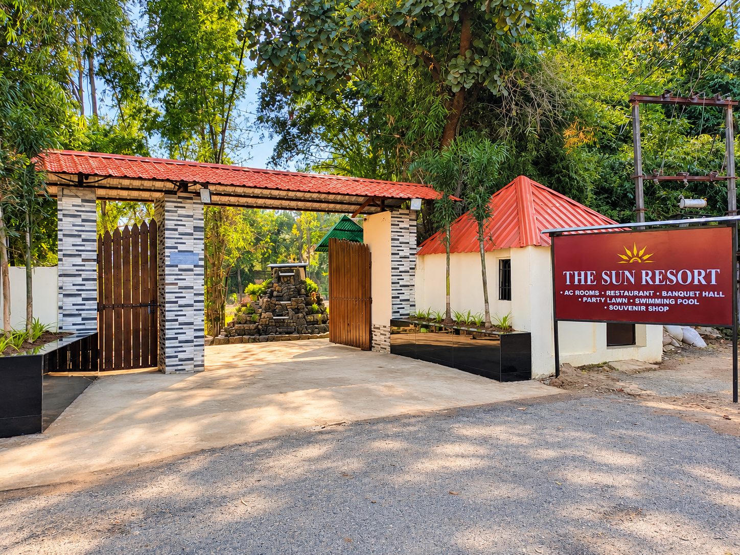Resort gate and garden entrance