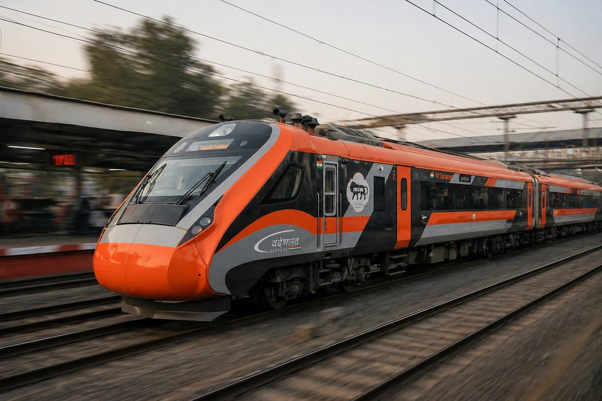Indian Railways train at a station